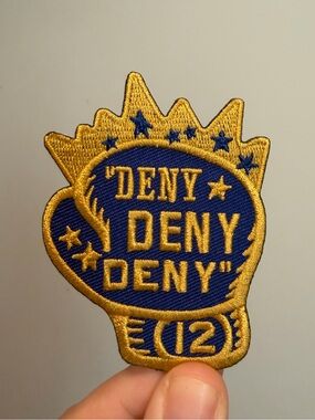 Noah Kahan Embroidered 'DENY DENY DENY' Blue & Gold Patch NEW